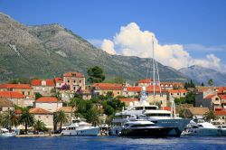Yacht ormeggiati nel porto di Cavtat, cittadina di 2000 abitanti della Dalmazia, circa 20 km a sud di Dubrovnik.