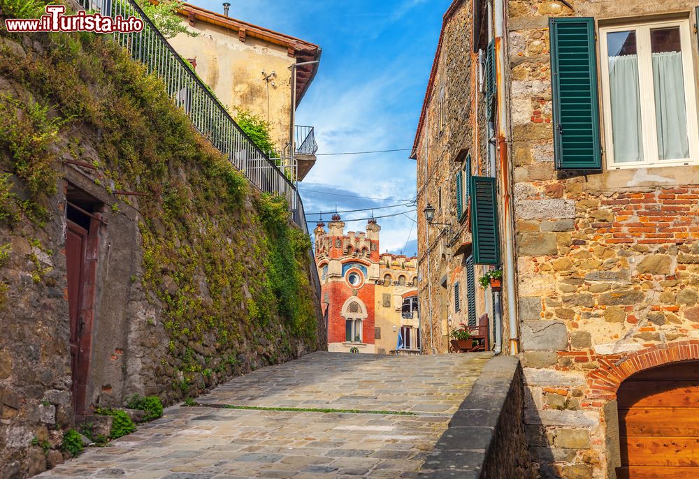 Immagine Scorcio panoramico di Montecatini Alto, Pistoia, Italia. Dall'antico castello di origine romanica, situato a 299 metri di altitudine in questa frazione, è nata la città di Montecatini Terme che conosciamo oggi.