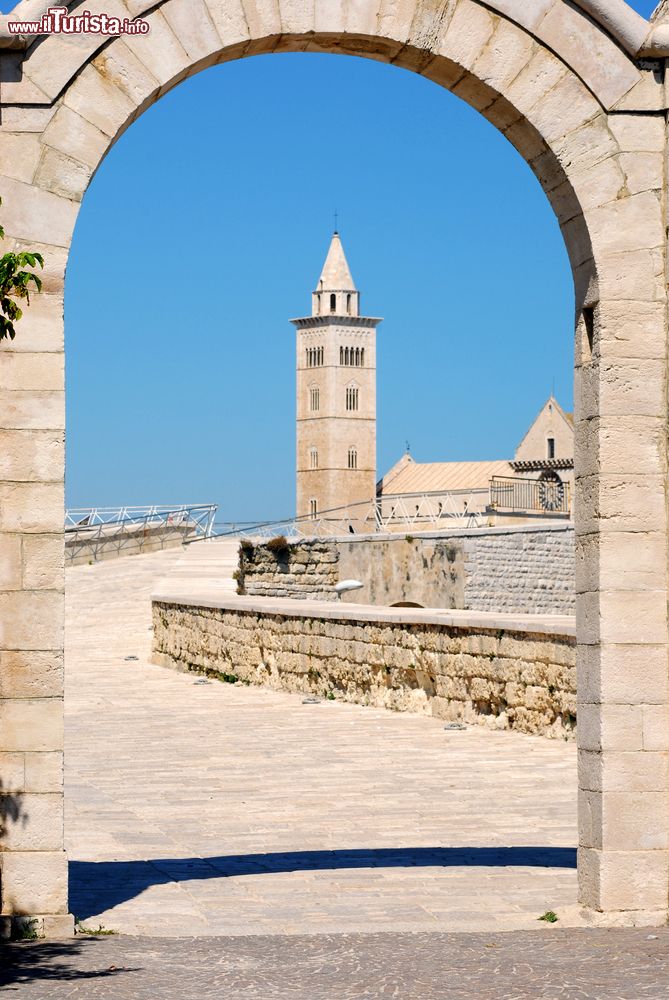 Immagine La strada acciottolata e la cattedrale di Trani, Puglia, Italia.