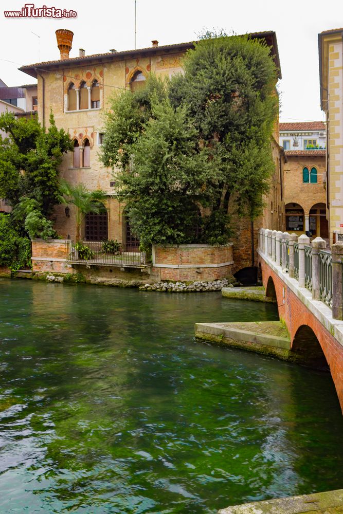 Immagine Un elegante palazzo affacciato su un canale di Treviso, Veneto. Il Comune di Treviso accoglie sul suo territorio numerose ville venete, le residenze patrizie sviluppatesi fra la fine del XV° e il XIX° secolo.