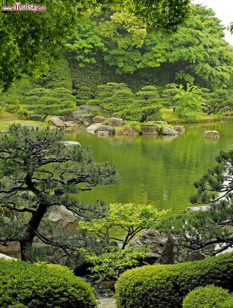 Immagine Un giardino giapponese nel parco Ohori di Fukuoka.