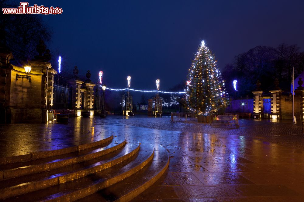 Immagine Un suggestivo albero di Natale addobbato con luminarie a Dunfermline, Scozia, UK.