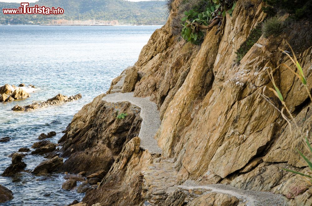 Immagine Un vecchio sentiero scosceso lungo la costa di Le Lavandou, Francia.