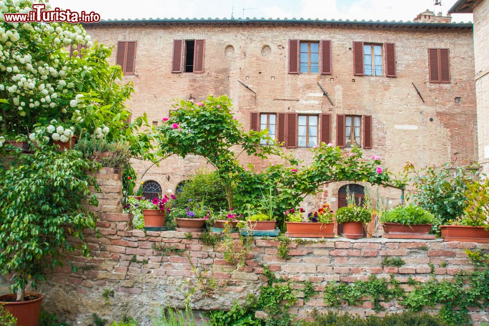 Immagine Una antica abitazione nel centro storico di Buonconvento, Toscana. Crocevia di culture e tradizioni che periodicamente prendono vita nei quattro quartieri che costituiscono il centro all'interno delle sue mura, Buonconvento è uno dei borghi più belli d'Italia.