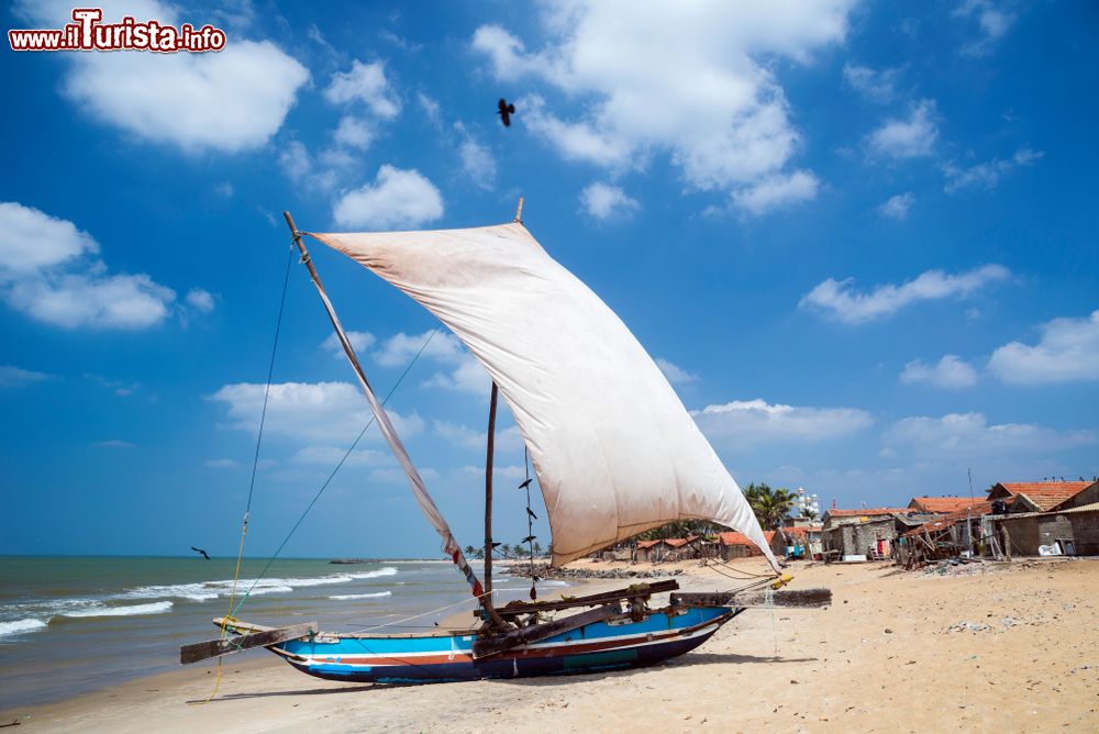 Immagine Una barca di pescatori sulla spiaggia di Negombo, città in cui la pesca è la principale attività economica.