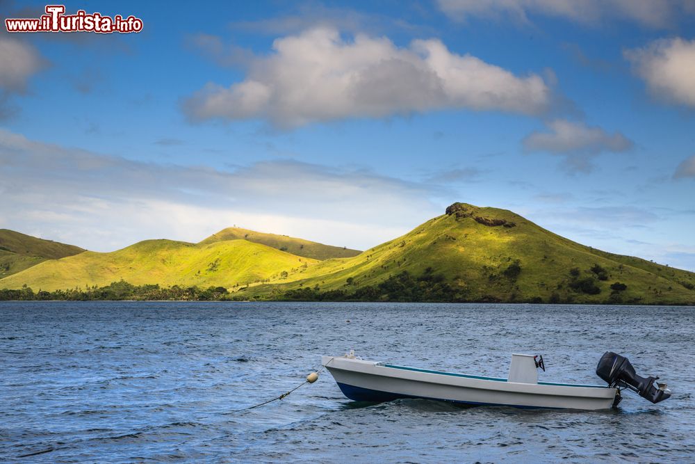 Immagine Una barchetta a motore a Viti Levu, Figi. In quest'isola e a Vanua Levu si trova quasi il 90% della popolazione totale dell'arcipelago.