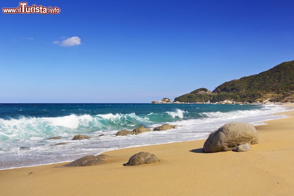 Immagine Una bella spiaggia subtropicale sull'isola di Yakushima, Giappone: siamo a Nagata Beach in una giornata di sole.