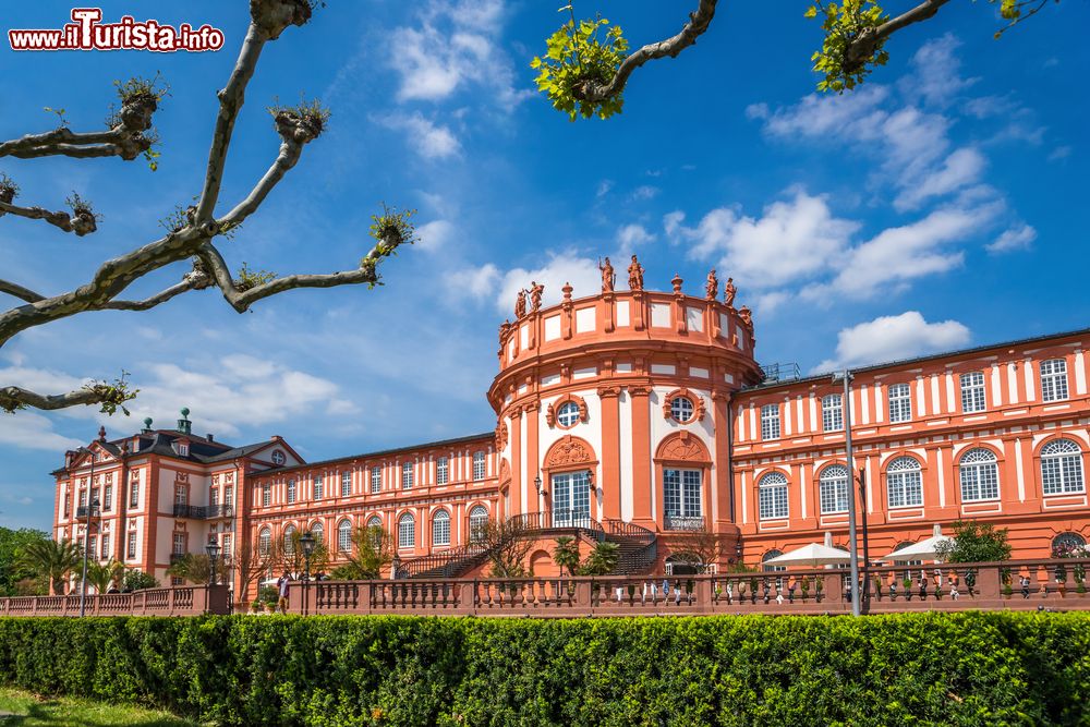 Immagine Una bella veduta del castello di Biebrich, Wiesbaden, Germania. Costruito fra il 1700 e il 1750 sulel sponde del Reno, è circondato da un parco verde di 50 ettari.