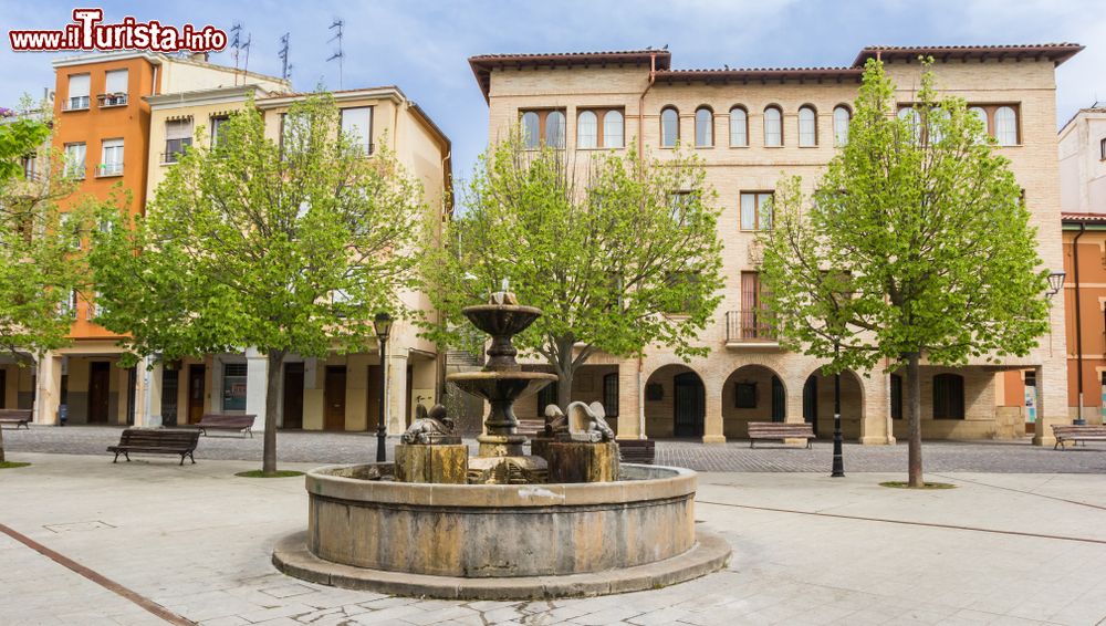 Immagine Una fontana nella piazzetta del mercato di Estella, Spagna.