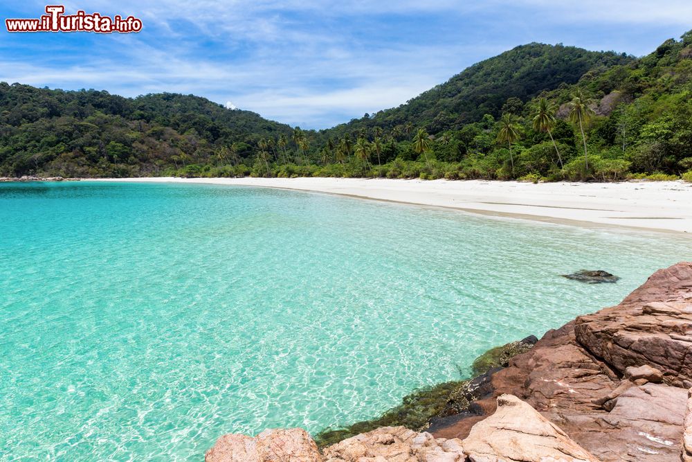 Immagine Una spiaggia tropicale sull'isola di Palau Redang, Terengganu, Malesia. I fondali del mare sono popolati da una miriade di pesci: snorkeling e immersioni subacquee sono le attività più popolari da praticare durante un soggiorno in quest'isola.