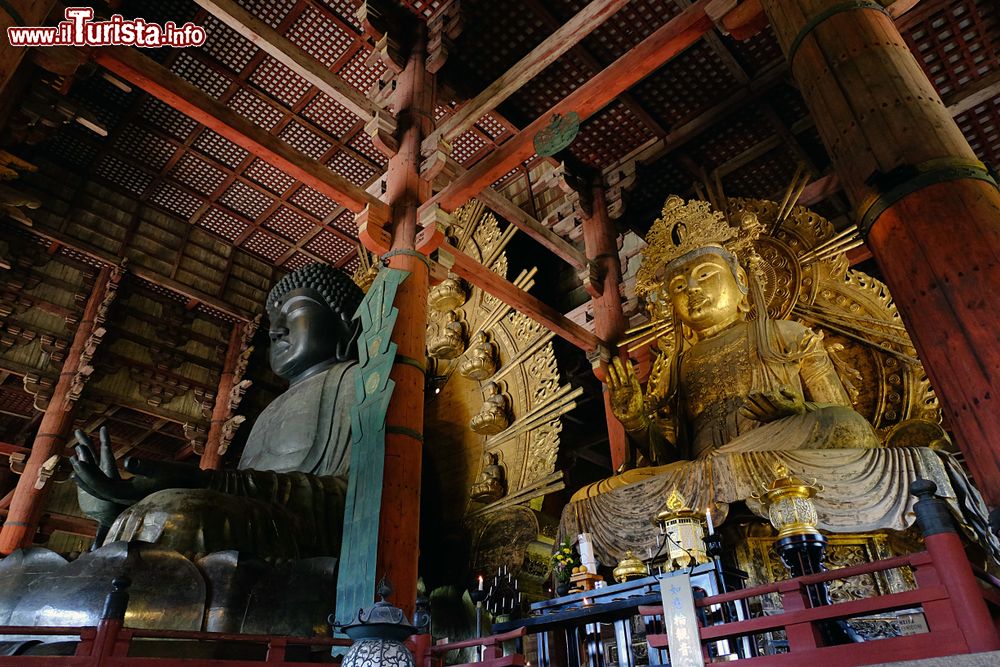 Immagine Una statua gigante del Buddha in un tempio della città di Nara, Giappone.