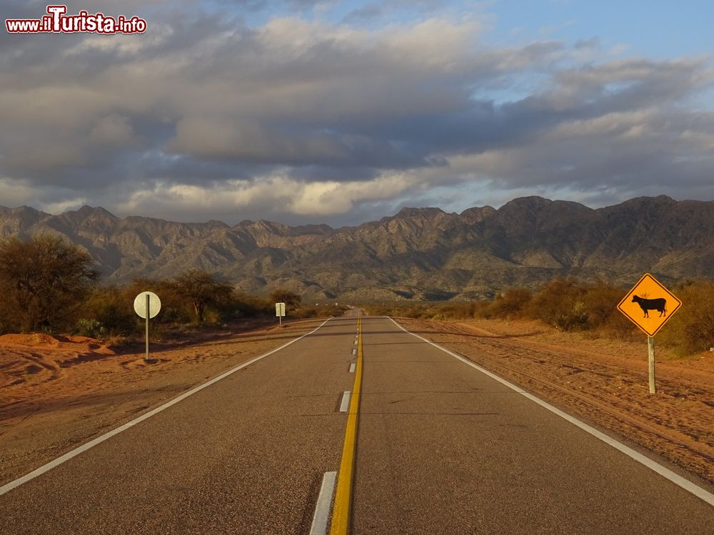 Immagine Una strada desertica nella provincia di San Juan, Argentina. L'omonima cittadina è situata nella Valle di Tulum.