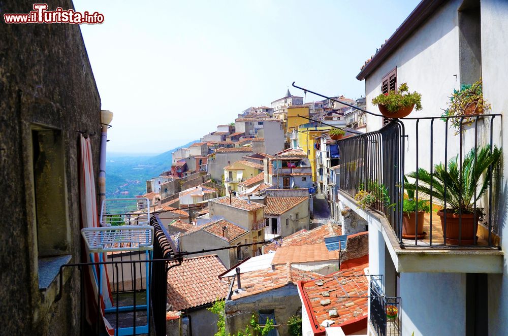 Immagine Una veduta sui tetti del borgo di Motta Camastra, Sicilia. Ogni anno, nel mese di ottobre, si svolge la Festa della Noce, unica in tutta la Sicilia.