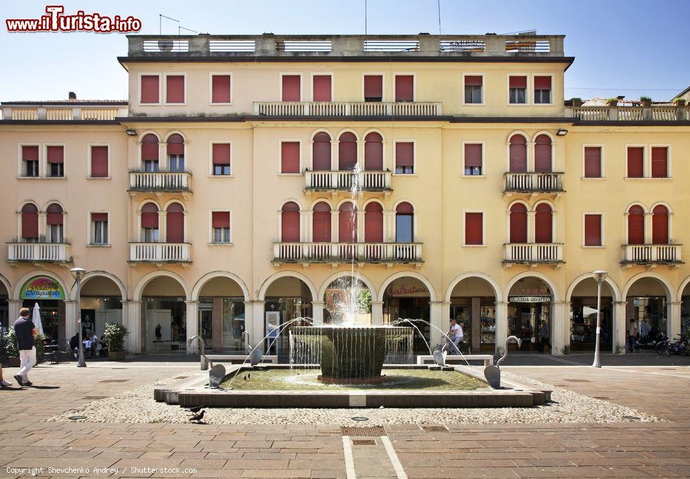 Immagine Veduta panoramica di Piazza dei Caduti a Mogliano Veneto, provincia di Treviso. Centro della vita pubblica del paese, quest'area urbana è stata costruita sullo spiazzo dove si svolgeva il mercato. Venne inaugurata nel luglio 1926 alla presenza del duca d'Aosta - © Shevchenko Andrey / Shutterstock.com