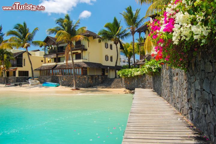 Immagine Ville nel villaggio di Grand Baie, Mauritius - Lussuose abitazioni tropicali sulla spiaggia di Grand Baie a Mauritius: si affacciano direttamente sul mare limpido e cristallino offrendo scorci panoramici unici e incantevoli © Pawel Kazmierczak / Shutterstock.com