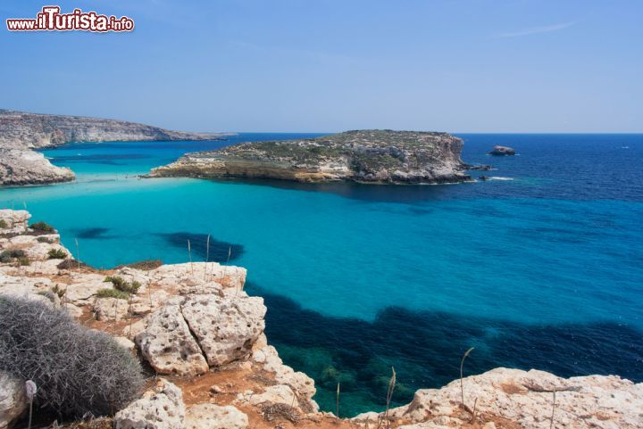 Immagine Il litorale roccioso dell'isola di Lampedusa con il mare limpido, isole Pelagie, Sicilia - © dc975 / Shutterstock.com
