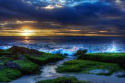 Tramonto su una spiaggia di Perth, Australia. ...