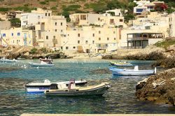 Case sull'isola di Levanzo, Sicilia. Facciate sobrie e lineari per le abitazioni costruite sull'isola: a impreziosirle ci pensa la rigogliosa vegetazione di quest'angolo di Sicilia ...