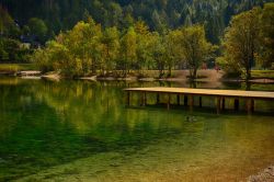 Paesaggio a Kranjska Gora, Slovenia. Questa bella cittadina, conosciuta come località sciistica e di villeggiatura, si trova fra le Alpi Giulie e la catena montuosa Caravanche.
