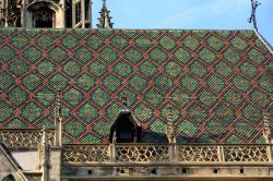 Particolare del tetto della collegiata di San Teobaldo a Thann, Francia. Dopo la cattedrale di Strasburgo, questa chiesa è uno dei più suggestivi esempi di architettura gotica. ...
