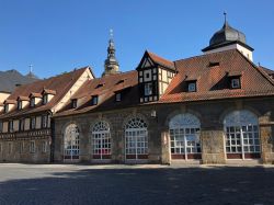 Scorcio di Heumarkt Square a Bamberga, Baviera (Germania). 
