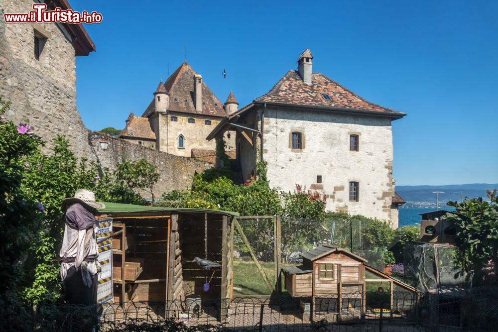 Immagine La località di Yvoire, in Francia, con il suo famoso castello. Sullo sfondo si notano le acque del Lago Lemano.