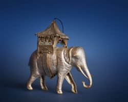 Un elefante, accessorio speciale di un presepe, al Museo del Natale di Salisburgo