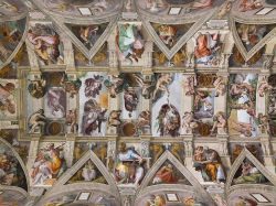 La volta affrescata della grande Cappella sistina di Roma - Questi affreschi rappresentano i silenziosi testimoni di ogni conclave, che qui si svolgono in occasione dell'elezione di un nuovo ...