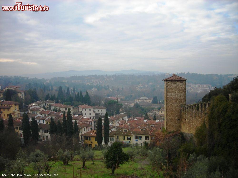 Immagine Vista panoramica della città di Firenze e del paesaggio toscano dalla cima dei giardini Boboli, Italia. Nonostante la nuvolosa giornata invernale, lo scorcio paesaggistico che si può ammirare è fra i più suggestivi - © Jasmina976 / Shutterstock.com