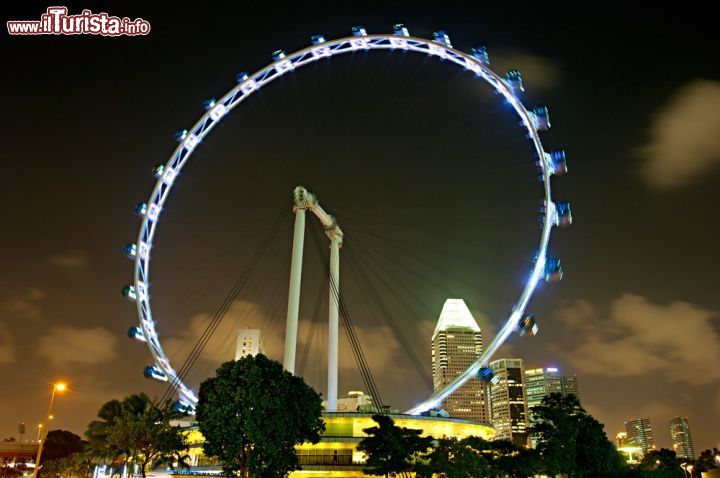 Immagine Una fotografia notturna della grande ruota di Singapore Flyer