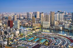 Vista aerea di Tokyo con in basso la zona delTsukiji Market il mercato del pesce più grande del mondo