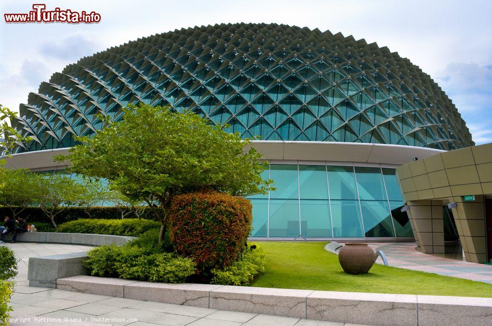 Immagine Una delle cupole gemelle dell'Esplanade theater on The Bay, un edificio moderno dedicato all'arte e la musica, sul fiume  in centro a Singapore - © Byelikova Oksana / Shutterstock.com