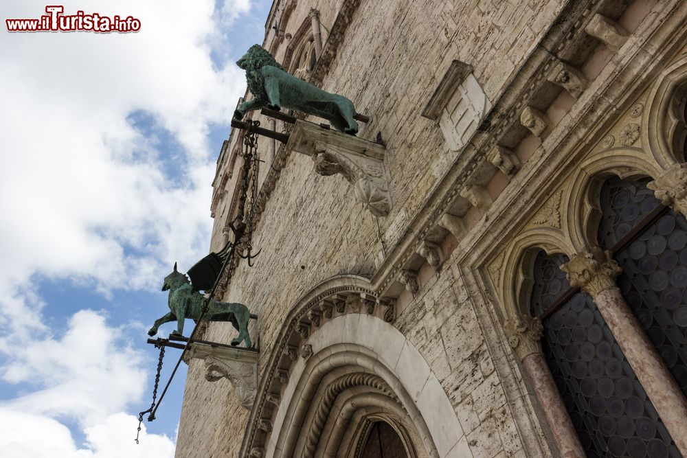 Immagine Chimera e Leone sulla facciata di Palazzo dei Priori a Perugia