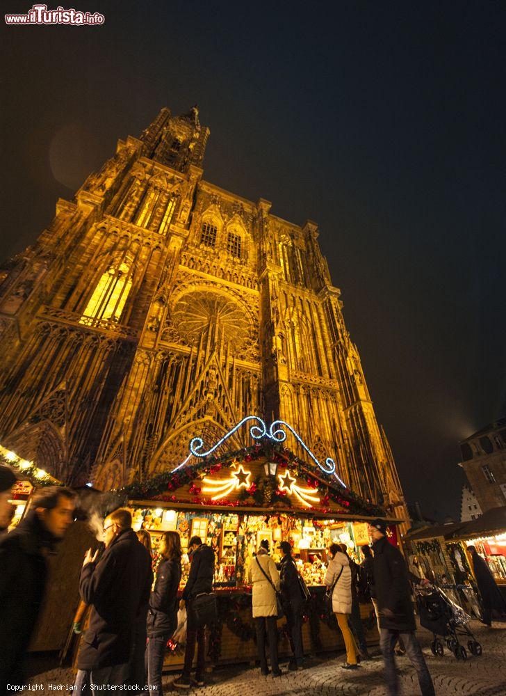 Immagine I mercatini di Natale proprio davanti alla cattedrale di Notre Dame nella città di Strasburgo, considerata una delle più antiche del mondo - foto © Hadrian / Shutterstock.com