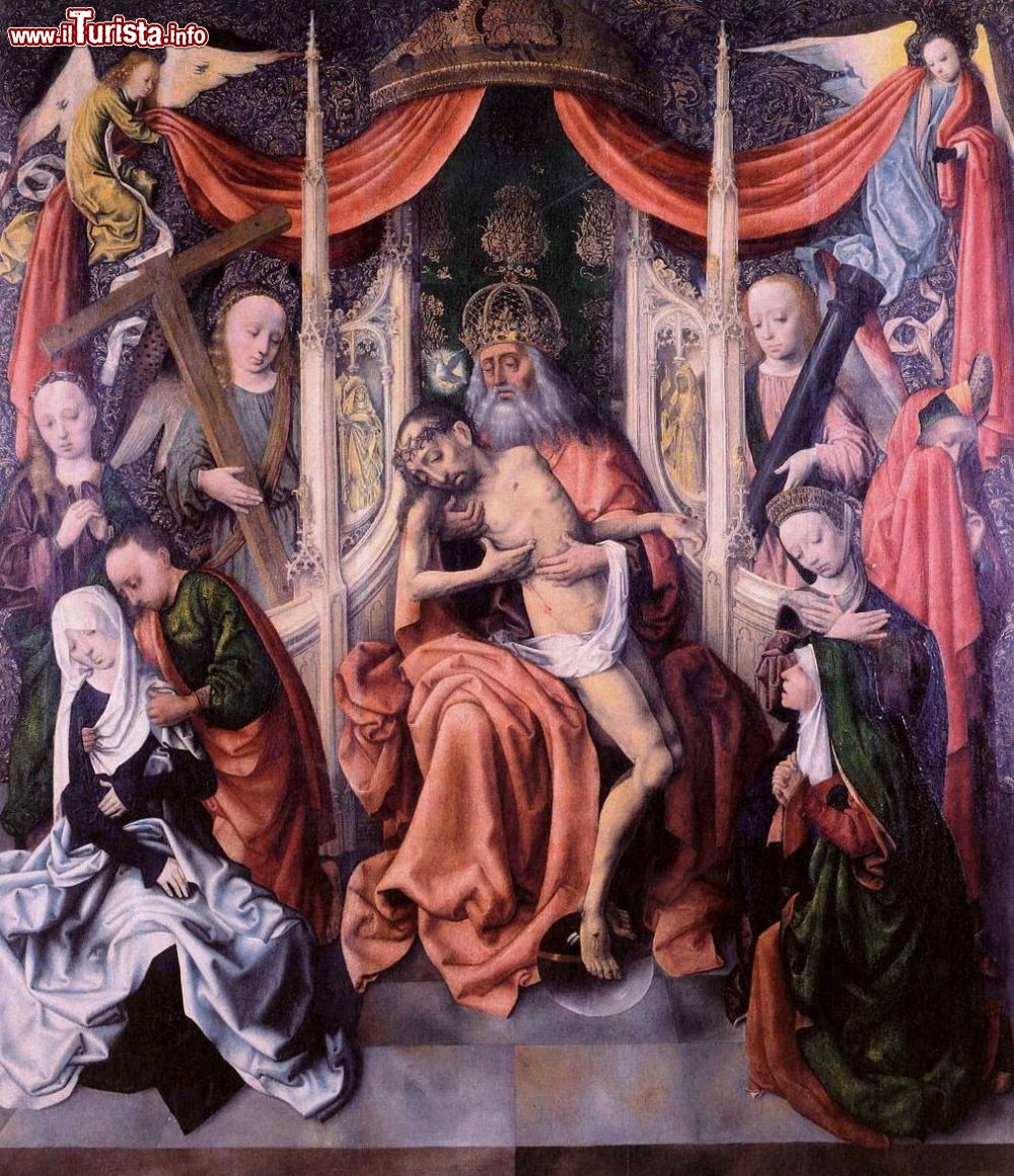 Immagine "Il trono della misericordia", opera del pittore anonimo olandese conosciuto come Maestro della Virgo inter Virgines. L'opera è esposta nella Galleria Strossmayer degli Antichi Maestri di Zagabria.