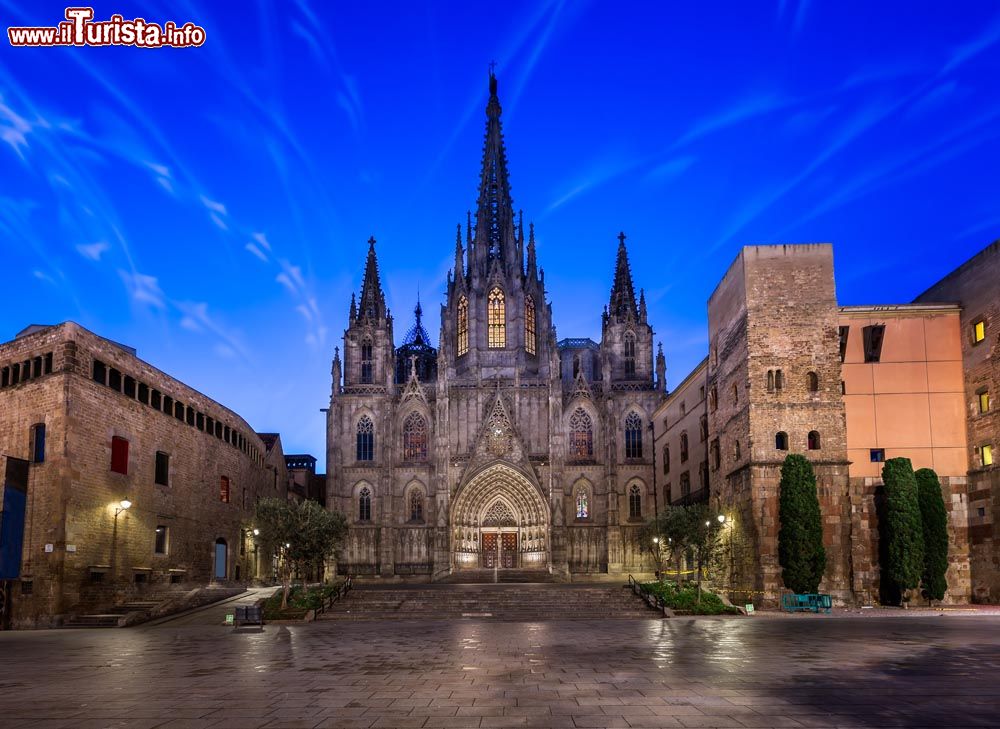 Immagine Panorama serale del Barrio Gotico e della Cattedrale gotica di Barcellona