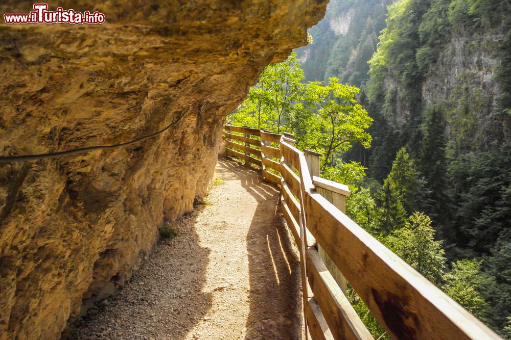 Immagine Il sentiero a picco sul canyon che accompagna al santuario di San Romedio, Predaia, Trentino Alto Adige.