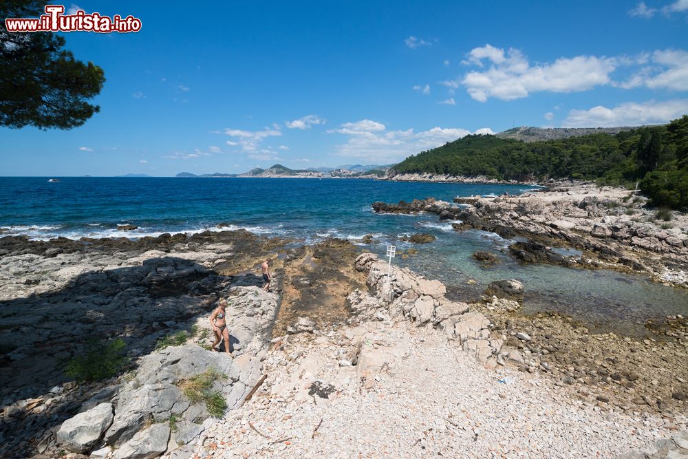 Immagine Una bella spiaggia sull'isola di Lokrum al largo di Dubrovnik in Croazia