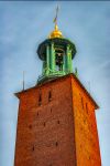 La torre campanaria del Palazzo Municipale di Stoccolma, Svezia. Opera dell'architetto Ragnar Ostberg, è uno degli esempi più importanti di romanticismo svedese.
