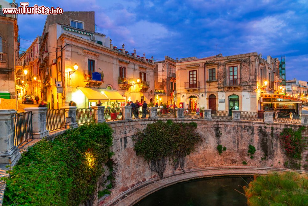 Immagine La Fonte Aretusa fotografata di sera a Siracusa in Sicilia