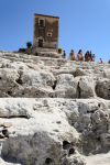 Le pietre calcaree consumate dal tempo del Teatro Greco di Siracusa in Sicilia