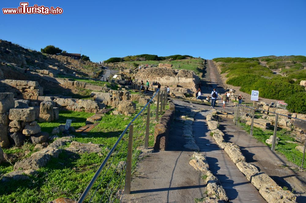 Immagine Il sistema di strade che divideva i quartieri nell'antica città di Tharros a San Giovanni di Sinis (Comune di Cabras).