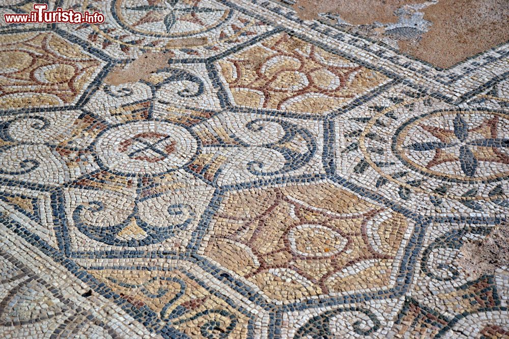 Immagine Un dettaglio degli splendidi mosaici che adornavano il pavimento della casa dell'atrio tetrastilo a Nora (Sardegna).